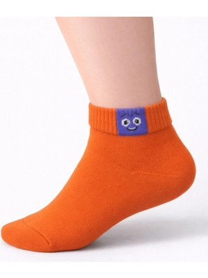 Solde 6’lı Çocuk Pamuklu Çorap – Renkli Emoji Desenli, Kaliteli
