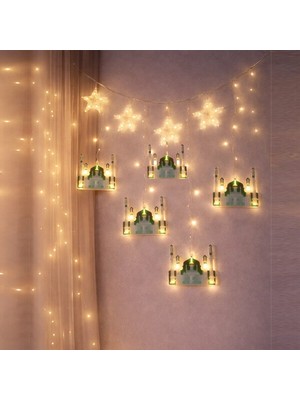 River World LED Perde Ramazan Fişli 3 Metre Yeşil Cami Cami Yıldız