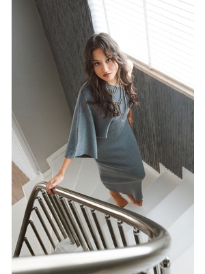 Nisan Triko Tek Omuz Triko Elbise