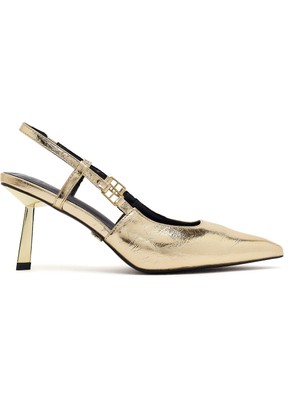 Derimod Kadın Altın Arkası Açık Metalik Ince Topuklu Ayakkabı 26PFE497232