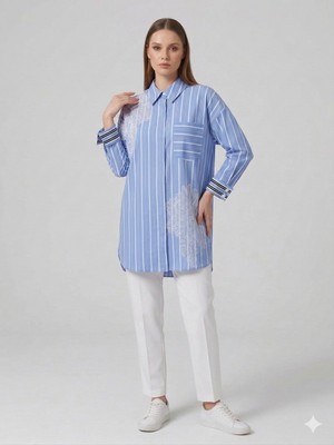 Ekol Kayra Boncuk ve Çiçek Işlemeli Tunik 21123