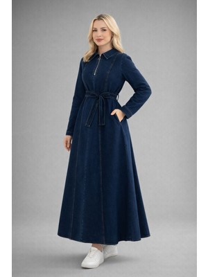 Hiramir Kadın Yarım Fermuarlı Denim Kot  Elbise YZ2615