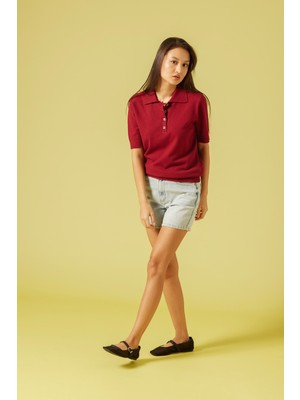 Nisan Triko Kısa Kol Polo Yaka Kazak