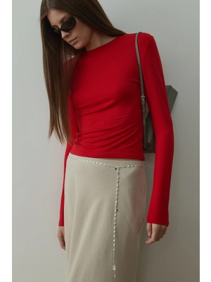 Suud Collection Kırmızı Kate Slim Tişört