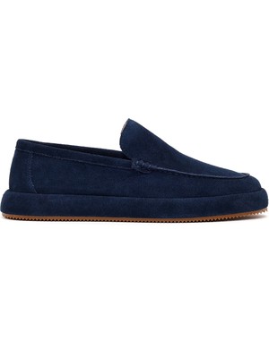 Derimod Erkek Casual Loafer Lacivert Süet Deri Kauçuk Tabanlı Günlük Ayakkabı 26SFD697510