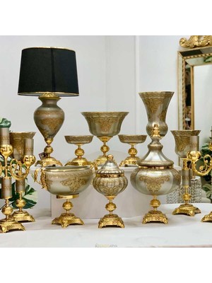 Dekor Arya Napoli̇ 12 Parça Salon Konsol Aksesuar Seti̇ Platin