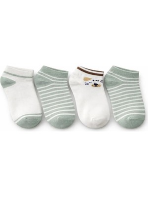 Solde 4’lü Çocuk Pamuklu Günlük Çorap – Çizgili & Figür Desenli, Kaliteli