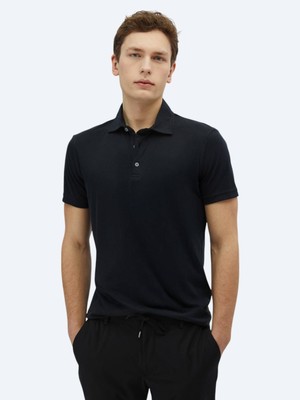 Siyah Düz Polo Yaka T-Shirt