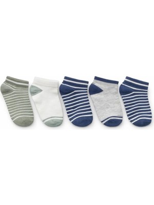 Solde 5’li Bebek Pamuklu Günlük Çorap – Çizgili & Düz Desenli, Kaliteli