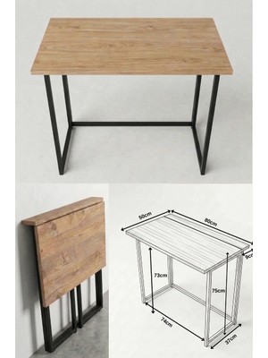 Ayz Worker Katlanır Çalışma Masası Katlanır Mutfak Masası Katlanabilir Yemek Masası Siyah-Çam