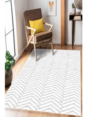 Pelura Halı Zigzag Desenli Dijital Baskılı Kaymaz Taban Yıkanabilir Salon Oturma Odası Mutfak Hol Halısı Yolluk