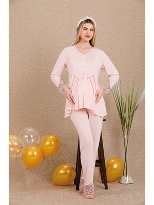 Türen Ceyyiz Pudra Kadın Lohusa & Hamile Pijama Takımı 33205