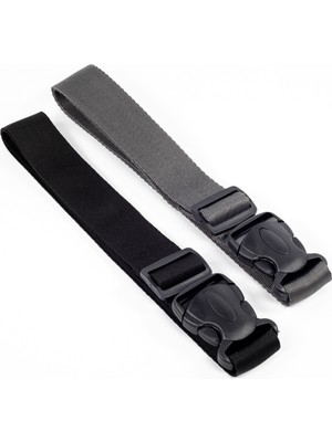 Palaska Kemer 2'li (Siyah-Gri) Plastik Tokalı Ayarlanabilir, En 4cm Boy 110CM
