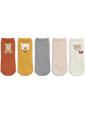 Solde Sevimli Ayıcık Desenli 5'li Bebek Çorap Seti – Renkli ve Yumuşak Tasarım
