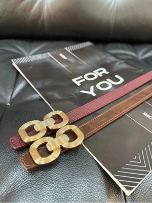 Fiori Çift Tokalı Kadın Pantolon Kemeri, Ceket Kemeri, Gömlek Kemeri, Elbise Kemeri