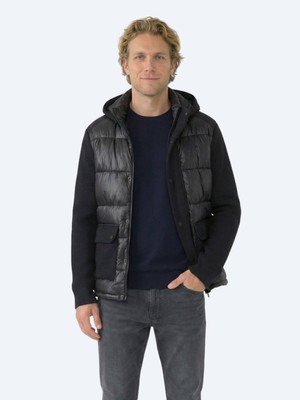 Kip Siyah Regular Fit Kapüşonlu Casual Dokuma Mont