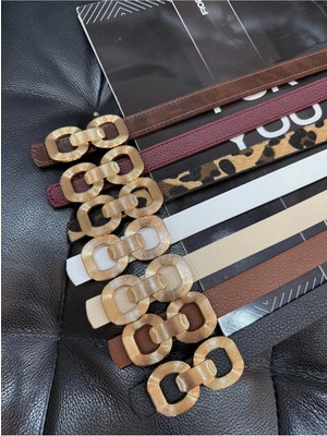 Fiori Çift Tokalı Kadın Pantolon Kemeri, Ceket Kemeri, Gömlek Kemeri, Elbise Kemeri
