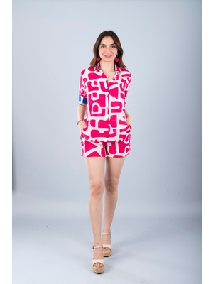 Bonitas Vual Şort Takım Pembe Geometreik