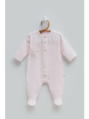 Caramell Love Tıme Çıtçıtlı Müslin Tulum - Pembe - 62-68 cm Pembe