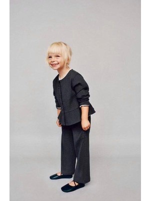 Jabber Fiyonk Düğme Fırfır Bel Detaylı Şık Kız Çocuk Takım