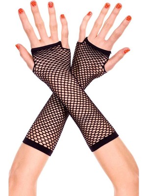 MiraLive Siyah Renk Uzun File Eldiven - Örgü Eldiven Siyah Renk (4887)