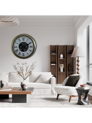 Çetiner Group Vintage Atlas Tasarım 60 cm Çarklı Duvar Saati