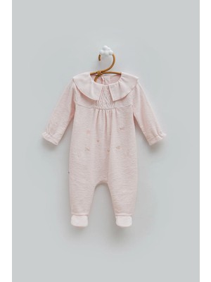 Caramell Happy Sprıng Yaka Detaylı Tulum - Pembe - 56-62 cm Pembe