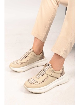 Bestello Bağcıksız Cırtlı Eva Taban Hakiki Deri Sneaker 101-8065-05 Kadın Ayakkabı