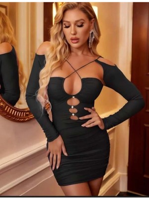 Passione Göğüs Dekolteli Ip Detaylı Mini Elbise 1036