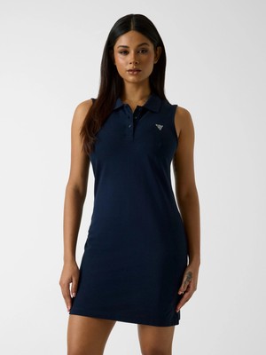 Guess Silvy Kısa Kollu Polo Yakalı Kadın Lacivert Elbise V6GK09K3152-A71W