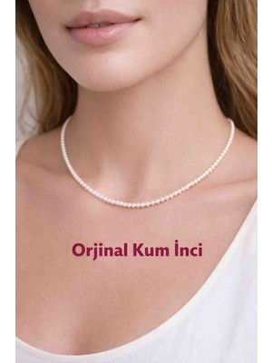 Cunda Doğal Taş Design Inci Doğal Taş Kolye Minimal Model 3 Mm. Choker Model