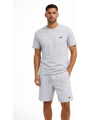 Aura Boutique Moda Erkek  Basic Tişört Şort Takım Bisiklet Yaka Kısa Kollu Logo Detaylı Günlük Spor Takım