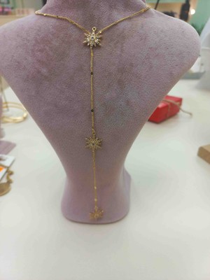 Zirkon Taşlı Gold Kolye