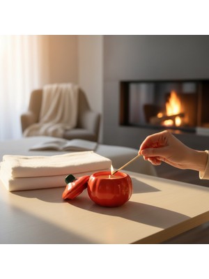 El Yapımı Seramik Balkabağı Mum - Kapaklı Dekoratif Tasarım Mum