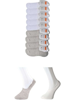 Çerçici Gri ve Beyaz Erkek Babet Çorap 9 Çift