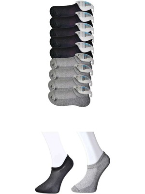 Çerçici Siyah ve Gri Erkek Görünmez Çorap 9 Çift