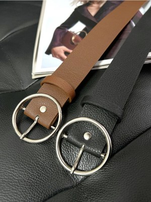 Fiori Yuvarlak Tokalı Kadın Pantolon Kemeri, Ceket Kemeri, Elbise Kemeri, Gömlek Kemeri