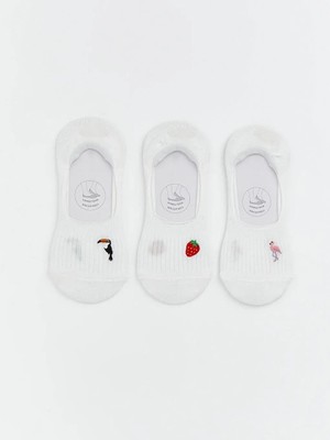 LC Waikiki Kaydırmaz Topuk Nakışlı Kadın Babet Çorap 3 Lü  (S6)