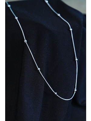 Hopinip Çelik Kolye Dorika Model Zincir Gümüş Renk