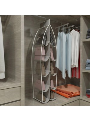 Hopinip 10 Gözlü Çanta Askılığı Dolap Içi Düzenleyici Organizer Askılı Çantalık ( Lisinya )