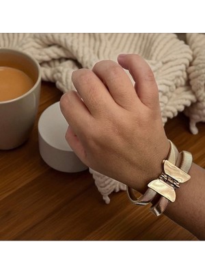 ALS Tasarım Dünyası Kadın  Kelepçe Model Ortası Kelebek Bileklik