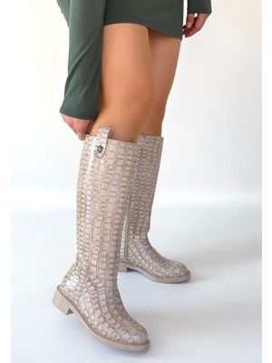 Hopinip Metta Bej Cilt Desenli Çizme - Lisinya