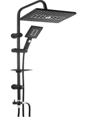 Hopinip Lüks Robot Duş Seti Mat Siyah Dikdörtgen | Çok Fonksiyonlu Yağmur Robot Duş Sistemi Siyah ( Lisinya )