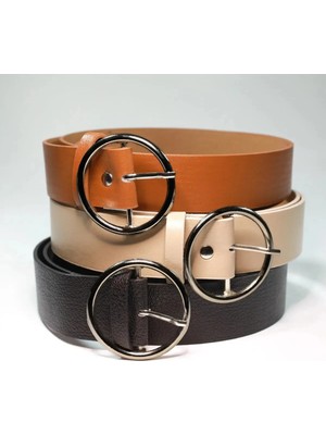 Fiori Yuvarlak Tokalı Kadın Pantolon Kemeri, Ceket Kemeri, Elbise Kemeri, Gömlek Kemeri