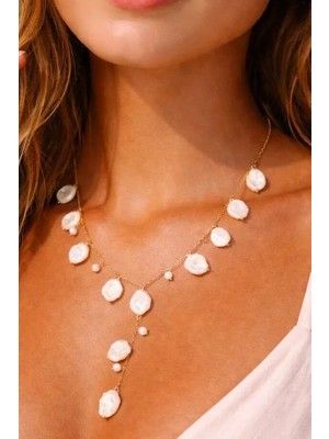 Çelik Zincirli Akrilik Inci Kolye