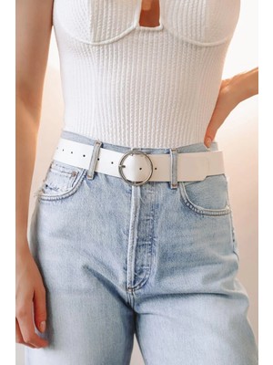 Fiori Yuvarlak Tokalı Kadın Pantolon Kemeri, Ceket Kemeri, Elbise Kemeri, Gömlek Kemeri