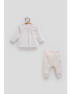 Caramell Only Flowers Çiçek Nakışlı Alt Üst Takım - Pembe - 68-74 cm Pembe