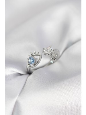 Hopinip Gözyaşı Model Gümüş Renk Zirkon Taşlı Kadın Yüzük - Lisinya