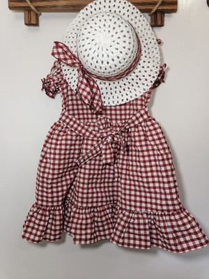 Diba Bebek Kız Çocuk Şapkalı Ekose Elbise