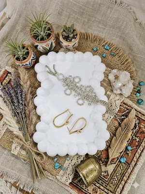 Aksesuar Kuşu Dekoratif Takı Tabağı Mini Sunum Tepsisi Bubble Tabak Boyalı ve Vernikli